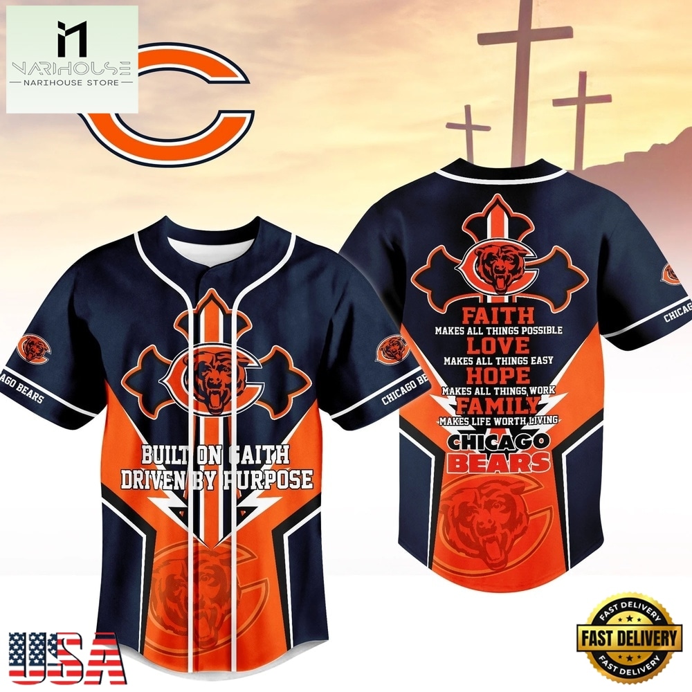Chicago Bears NFL Blessed Beyond The Score Baseball Jersey, NFL Game Day Jersey Chicago Bears NFL Blessed Beyond The Score Baseball Jersey, NFL Game Day Jersey