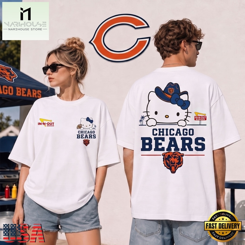 Chicago Bears NFL Kitty Burger Game Day Unisex 3D Shirt, NFL Sporty Shirt Chicago Bears NFL Kitty Burger Game Day Unisex 3D Shirt, NFL Sporty Shirt