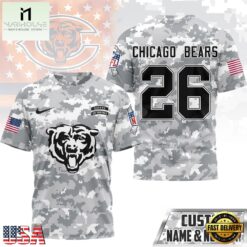 Chicago Bears NFL Salute to Service Custom Name & Number Camo 3D Shirt, NFL Sporty Shirt Chicago Bears Nfl Salute TO Service Custom Name Number Camo 3D Shirt