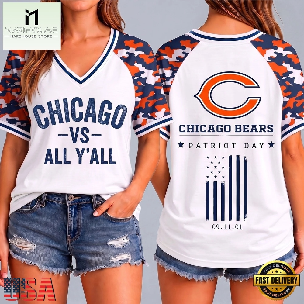 Chicago Bears NFL vs All Y' All United We Stand V Neck T Shirt, Trendy NFL V Neck Tee Chicago Bears NFL vs All Y' All United We Stand V Neck T Shirt, Trendy NFL V Neck Tee