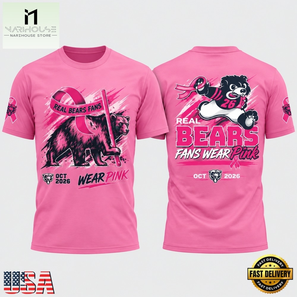 Chicago Bears Real Bears Fans Wear Pink 2026 Special New Pink T Shirt, Hot 3D Shirt Trend Chicago Bears Real Bears Fans Wear Pink 2026 Special New Pink T Shirt, Hot 3D Shirt Trend