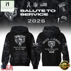 Chicago Bears Salute to Service Camo 2026 Black Hoodie, Hot 3D Shirt Trend Chicago Bears Salute TO Service Camo 2026 Black Hoodie