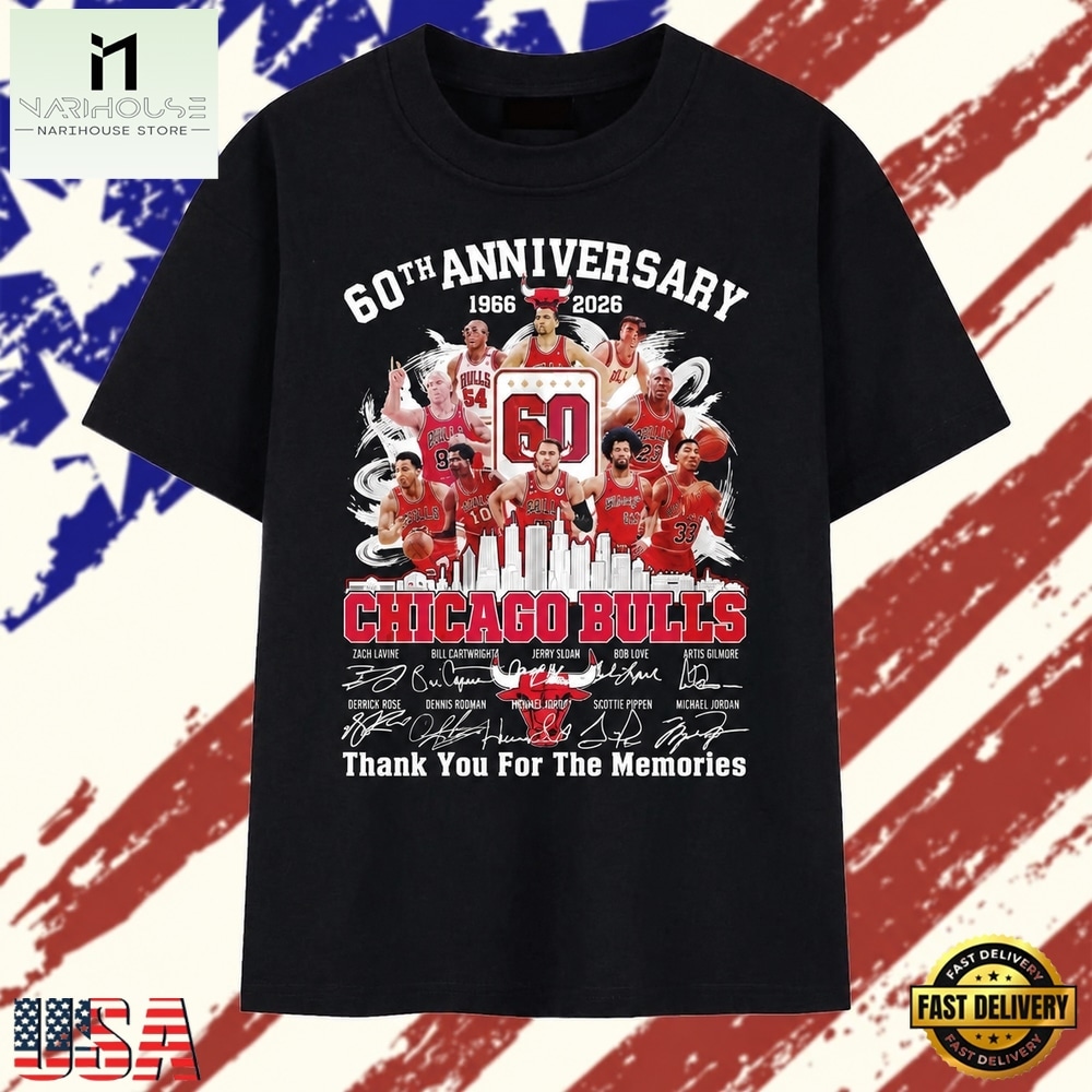 Chicago Bulls 60th Anniversary 1966 2026 Signatures Vintage T Shirt, Stylish 2D Graphic Shirt Chicago Bulls 60th Anniversary 1966 2026 Signatures Vintage T Shirt, Stylish 2D Graphic Shirt