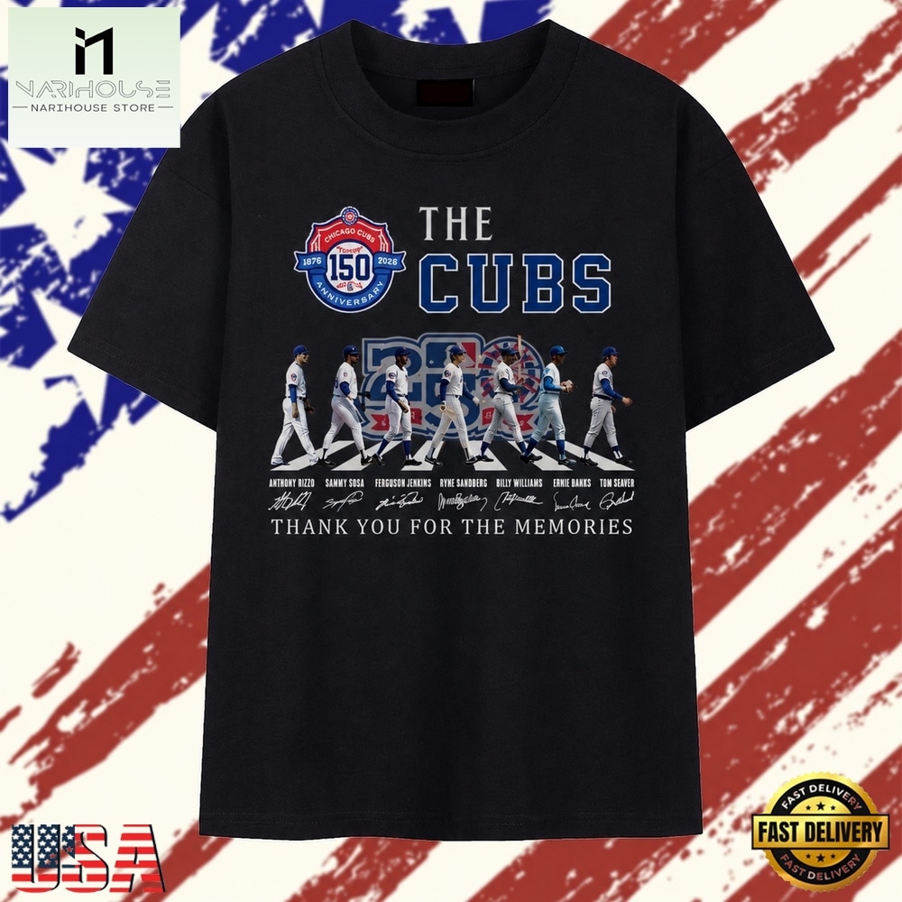 Chicago Cubs 150th Anniversary 1876 2026 Abbey Road Signatures T Shirt, Stylish 2D Graphic Shirt Chicago Cubs 150th Anniversary 1876 2026 Abbey Road Signatures T Shirt, Stylish 2D Graphic Shirt