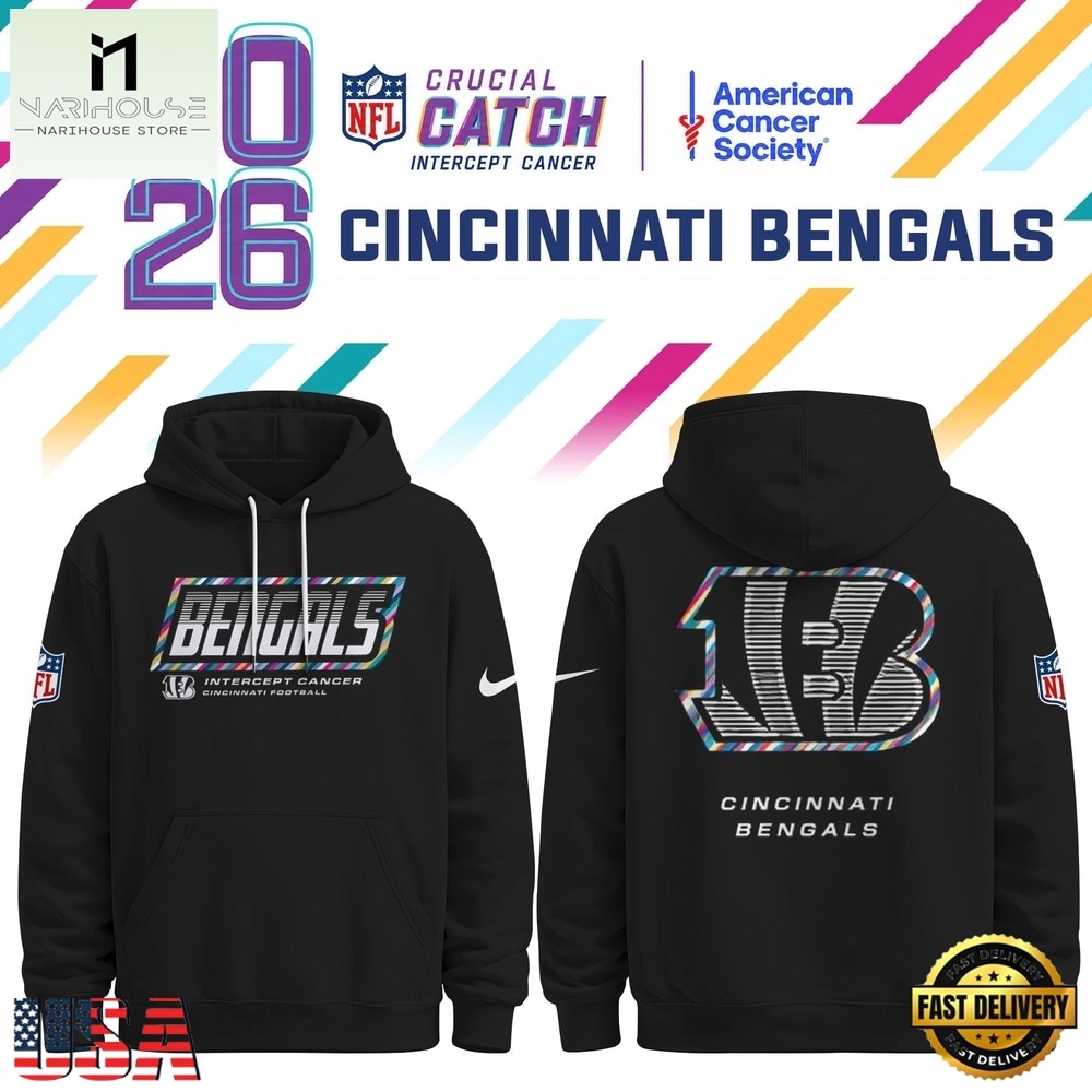 Cincinnati Bengals NFL Crucial Catch 2026 Limited Edition Black Hoodie Shirt, NFL Sporty Shirt Cincinnati Bengals NFL Crucial Catch 2026 Limited Edition Black Hoodie Shirt, NFL Sporty Shirt