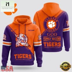 Clemson Tigers 2026 NCAA Personalized Faith Family Football Hoodie, NCAA College 3D Shirt Clemson Tigers 2026 Ncaa Personalized Faith Family Football Hoodie