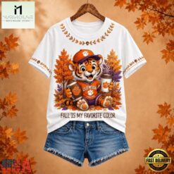 Clemson Tigers NCAA Fall Is My Favorite Color Football Unisex 3D Shirt, NCAA College 3D Shirt Clemson Tigers Ncaa Fall IS MY Favorite Color Football Unisex 3D Shirt