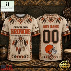 Cleveland Browns 2026 NFL Native American Heritage 3D Shirt, NFL Sporty Shirt Cleveland Browns 2026 Nfl Native American Heritage 3D Shirt