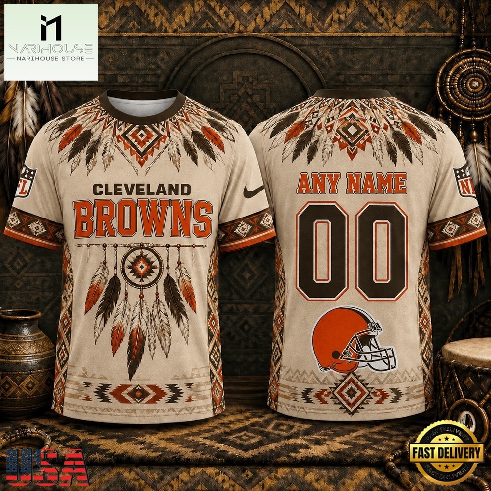 Cleveland Browns 2026 NFL Native American Heritage 3D Shirt, NFL Sporty Shirt Cleveland Browns 2026 NFL Native American Heritage 3D Shirt, NFL Sporty Shirt