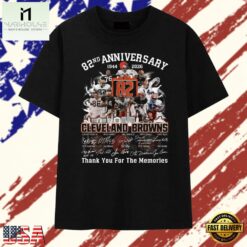 Cleveland Browns 82nd Anniversary 1944 2026 Signatures Vintage T Shirt, Stylish 2D Graphic Shirt Cleveland Browns 82nd Anniversary 1944 2026 Signatures Vintage T Shirt