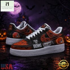 Cleveland Browns NFL Fear The Team Halloween Air Force 1 Shoes Sneakers, NFL Team AF1 Shoes Cleveland Browns Nfl Fear The Team Halloween Air Force 1 Shoes Sneakers