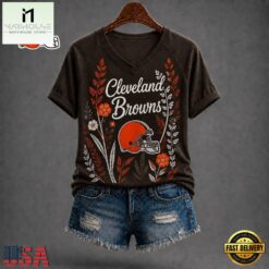Cleveland Browns NFL Floral Garden V Neck T Shirt, Trendy NFL V Neck Tee Cleveland Browns Nfl Floral Garden V Neck T Shirt