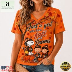 Cleveland Browns NFL Snoopy Peanuts Fall Season V Neck T Shirt, Trendy NFL V Neck Tee Cleveland Browns Nfl Snoopy Peanuts Fall Season V Neck T Shirt