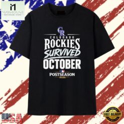 Colorado Rockies 2026 MLB Playoffs Survived October T Shirt, Stylish 2D Graphic Shirt Colorado Rockies 2026 Mlb Playoffs Survived October T Shirt