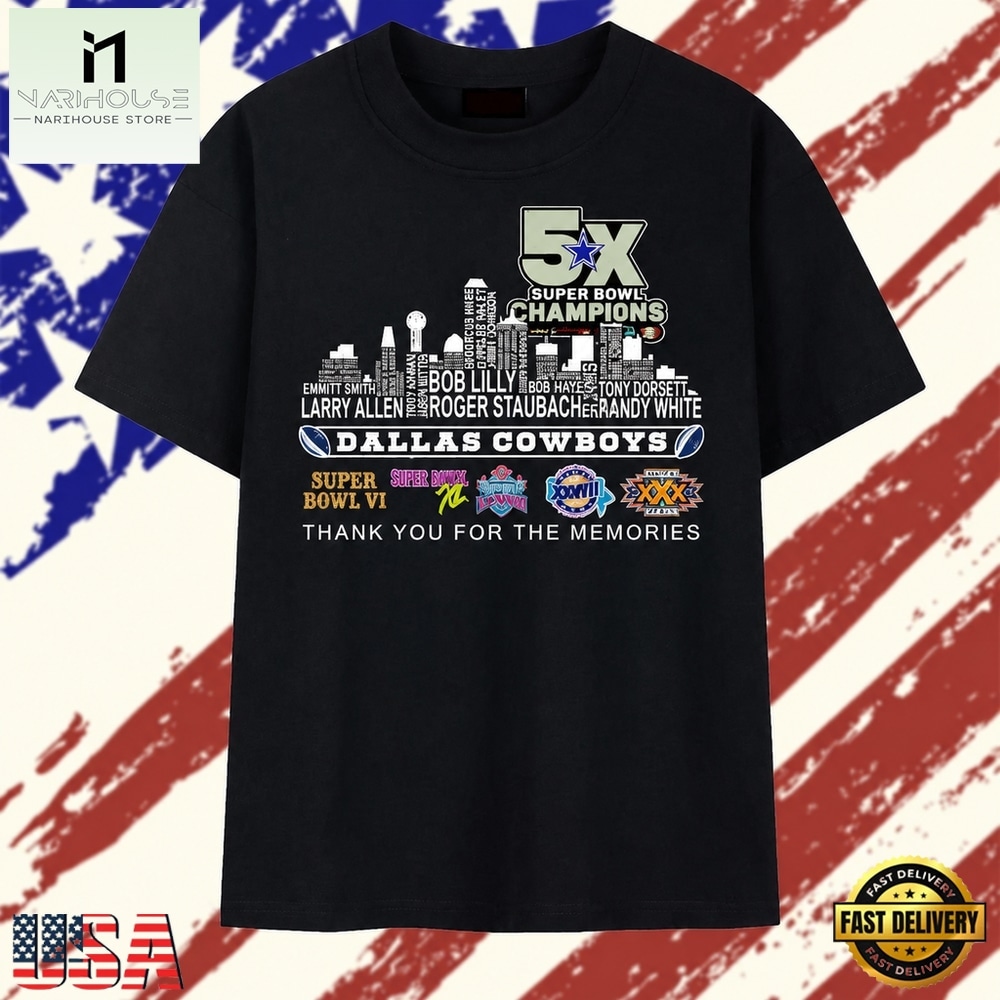 Dallas Cowboys 5x Super Bowl Champions Skyline Signatures T Shirt, Stylish 2D Graphic Shirt Dallas Cowboys 5x Super Bowl Champions Skyline Signatures T Shirt, Stylish 2D Graphic Shirt