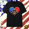 Dallas Cowboys and Texas Tech Red Raiders Heart Football Helmet T Shirt, Stylish 2D Graphic Shirt Dallas Cowboys And Texas Tech Red Raiders Heart Football Helmet T Shirt