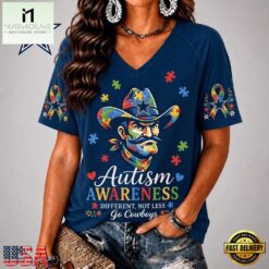 Dallas Cowboys NFL Different, Not Less Autism Awareness V neck T Shirt, Trendy NFL V Neck Tee Dallas Cowboys Nfl Different Not Less Autism Awareness V Neck T Shirt