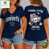 Dallas Cowboys NFL Hello Kitty Football V Neck T Shirt, Trendy NFL V Neck Tee Dallas Cowboys Nfl Hello Kitty Football V Neck T Shirt