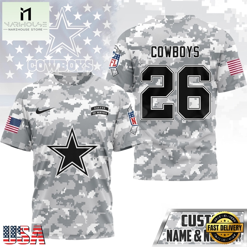Dallas Cowboys NFL Salute to Service Custom Name & Number Camo 3D Shirt, NFL Sporty Shirt Dallas Cowboys NFL Salute to Service Custom Name & Number Camo 3D Shirt, NFL Sporty Shirt