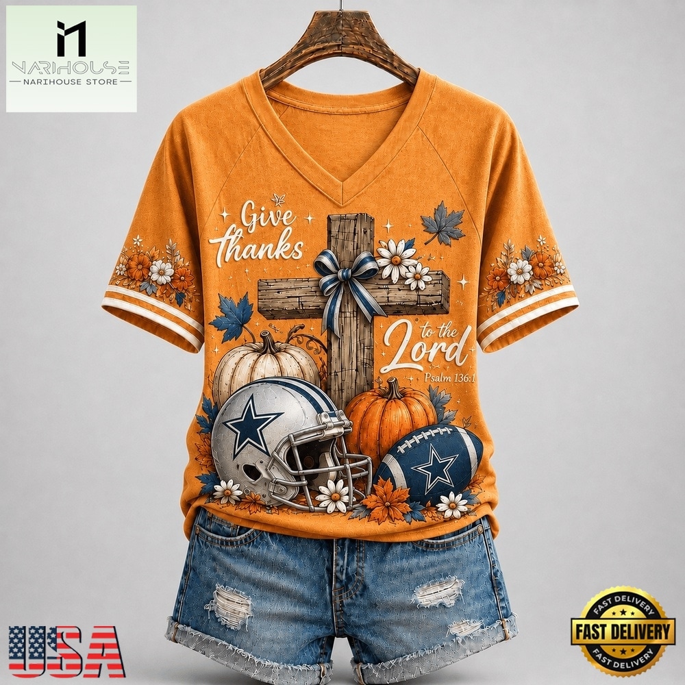 Dallas Cowboys NFL Thanksgiving Faith And Football V Neck T Shirt, Trendy NFL V Neck Tee Dallas Cowboys NFL Thanksgiving Faith And Football V Neck T Shirt, Trendy NFL V Neck Tee