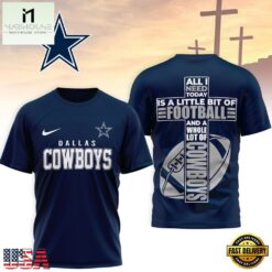 Dallas Cowboys NFL Whole Lot of Football Christian Cross 3D Shirt, NFL Sporty Shirt Dallas Cowboys Nfl Whole Lot OF Football Christian Cross 3D Shirt