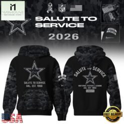 Dallas Cowboys Salute to Service Camo 2026 Black Hoodie, Hot 3D Shirt Trend Dallas Cowboys Salute TO Service Camo 2026 Black Hoodie