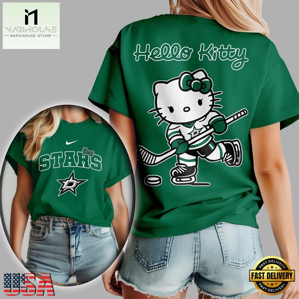 Dallas Stars NHL x Hello Kitty Unisex 3D Shirt, NHL 3D Game Day Tee Dallas Stars NHL x Hello Kitty Unisex 3D Shirt, NHL 3D Game Day Tee