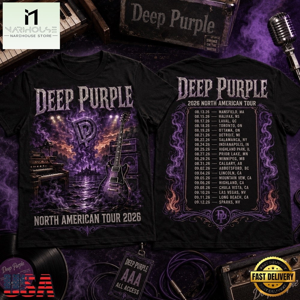 Deep Purple North American Tour 2026 Vintage Rock 3D Shirt, Popular 3D Music Tee Deep Purple North American Tour 2026 Vintage Rock 3D Shirt