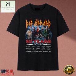 Def Leppard 50 Years 1972 2027 Signatures Graphic Rock T Shirt, Music Fan 2D Shirt Def Leppard 50 Years 1972 2027 Signatures Graphic Rock T Shirt