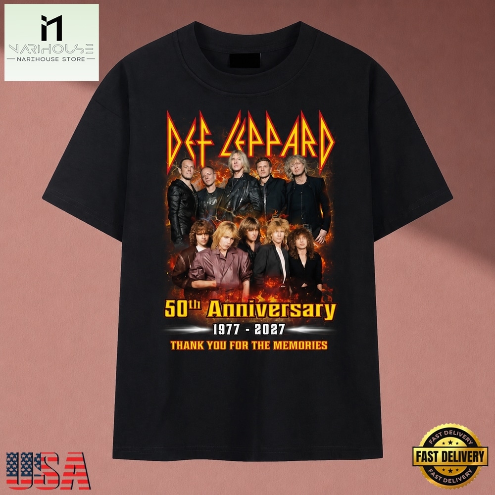 Def Leppard 50th Anniversary 1977 2027 Thank You For The Memories T Shirt, Music Fan 2D Shirt Def Leppard 50th Anniversary 1977 2027 Thank You For The Memories T Shirt, Music Fan 2D Shirt