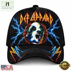 Def Leppard Hysteria Graphic Lightning Bolt Black Classic Cap