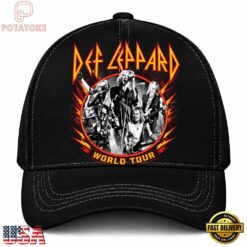 Def Leppard World Tour Band Photo Flame Graphic Classic Baseball Cap