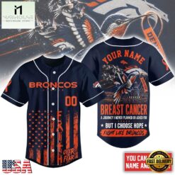 Denver Broncos NFL Breast Cancer Hope Over Fear Baseball Jersey, NFL Game Day Jersey Denver Broncos Nfl Breast Cancer Hope Over Fear Baseball Jersey