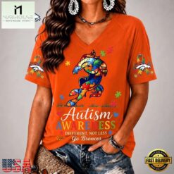 Denver Broncos NFL Different, Not Less Autism Awareness V neck T Shirt, Trendy NFL V Neck Tee Denver Broncos Nfl Different Not Less Autism Awareness V Neck T Shirt