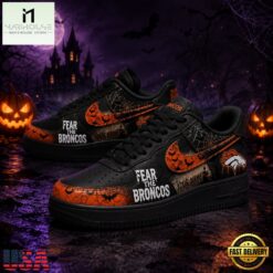 Denver Broncos NFL Fear The Team Halloween Air Force 1 Shoes Sneakers, NFL Team AF1 Shoes Denver Broncos Nfl Fear The Team Halloween Air Force 1 Shoes Sneakers