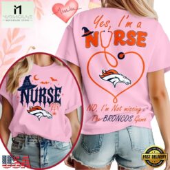 Denver Broncos NFL Night Shift Never Misses Game Day Halloween Nurse Unisex 3D Shirt, NFL Sporty Shirt Denver Broncos Nfl Night Shift Never Misses Game Day Halloween Nurse Unisex 3D Shirt