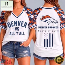 Denver Broncos NFL vs All Y' All United We Stand V Neck T Shirt, Trendy NFL V Neck Tee Denver Broncos Nfl VS All Y All United WE Stand V Neck T Shirt