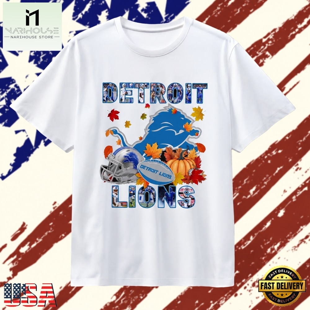 Detroit Lions Football Autumn Fall Pumpkin Graphic T Shirt, Stylish 2D Graphic Shirt Detroit Lions Football Autumn Fall Pumpkin Graphic T Shirt, Stylish 2D Graphic Shirt