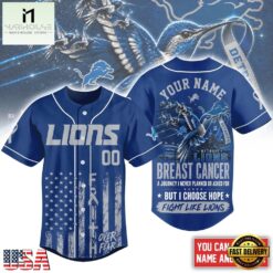 Detroit Lions NFL Breast Cancer Hope Over Fear Baseball Jersey, NFL Game Day Jersey Detroit Lions Nfl Breast Cancer Hope Over Fear Baseball Jersey