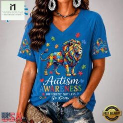Detroit Lions NFL Different, Not Less Autism Awareness V neck T Shirt, Trendy NFL V Neck Tee Detroit Lions Nfl Different Not Less Autism Awareness V Neck T Shirt