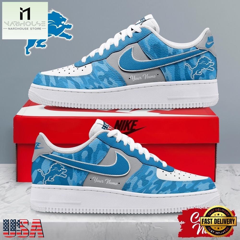Detroit Lions NFL End Zone Energy Custom Air Force 1 Shoes Sneaker, NFL Team AF1 Shoes Detroit Lions NFL End Zone Energy Custom Air Force 1 Shoes Sneaker, NFL Team AF1 Shoes