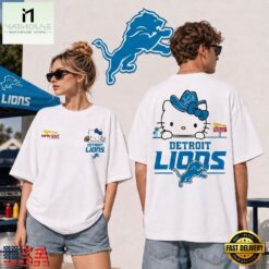 Detroit Lions NFL Kitty Burger Game Day Unisex 3D Shirt, NFL Sporty Shirt Detroit Lions Nfl Kitty Burger Game Day Unisex 3D Shirt