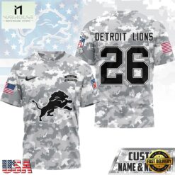 Detroit Lions NFL Salute to Service Custom Name & Number Camo 3D Shirt, NFL Sporty Shirt Detroit Lions Nfl Salute TO Service Custom Name Number Camo 3D Shirt