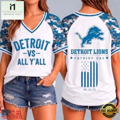 Detroit Lions NFL vs All Y' All United We Stand V Neck T Shirt, Trendy NFL V Neck Tee Detroit Lions Nfl VS All Y All United WE Stand V Neck T Shirt