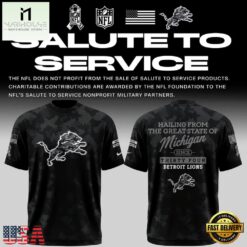 Detroit Lions Salute to Service Camo 2026 Black T Shirt, Hot 3D Shirt Trend Detroit Lions Salute TO Service Camo 2026 Black T Shirt