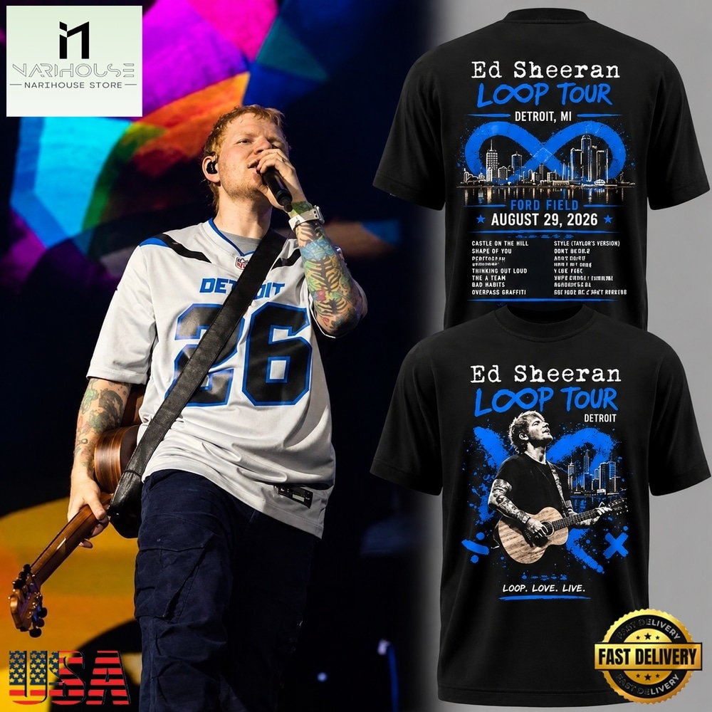 Detroit Lions x Ed Sheeran Loop Tour 2026 Loop Love Live T Shirt, Popular 3D Music Tee Detroit Lions x Ed Sheeran Loop Tour 2026 Loop Love Live T Shirt, Popular 3D Music Tee
