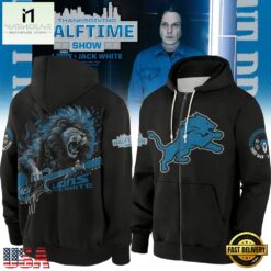 Detroit Lions x Jack White Thanksgiving Halftime Show Vintage Black Zip Hoodie, Popular 3D Music Tee Detroit Lions X Jack White Thanksgiving Halftime Show Vintage Black Zip Hoodie