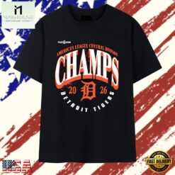 Detroit Tigers 2026 American League Central Division Champs T Shirt, Stylish 2D Graphic Shirt Detroit Tigers 2026 American League Central Division Champs T Shirt
