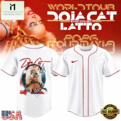 Doja Cat Tour Ma Vie World Tour 2026 Signature Graphic White Baseball Jersey, Concert Baseball Jersey Doja Cat Tour MA Vie World Tour 2026 Signature Graphic White Baseball Jersey