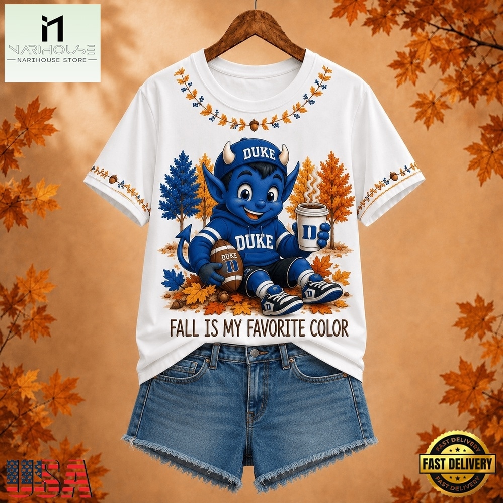 Duke Blue Devils NCAA Fall Is My Favorite Color Football Unisex 3D Shirt, NCAA College 3D Shirt Duke Blue Devils Ncaa Fall IS MY Favorite Color Football Unisex 3D Shirt